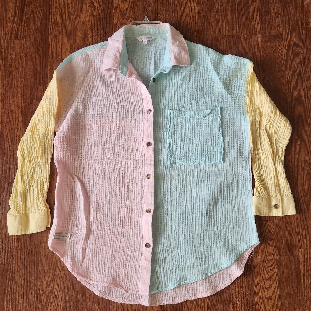 Simply Southern Pastel Colorblock Blouse